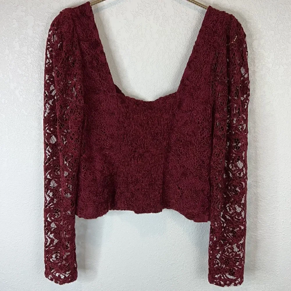 NWT Anthropologie Sweetheart Lace Top Medium Wine